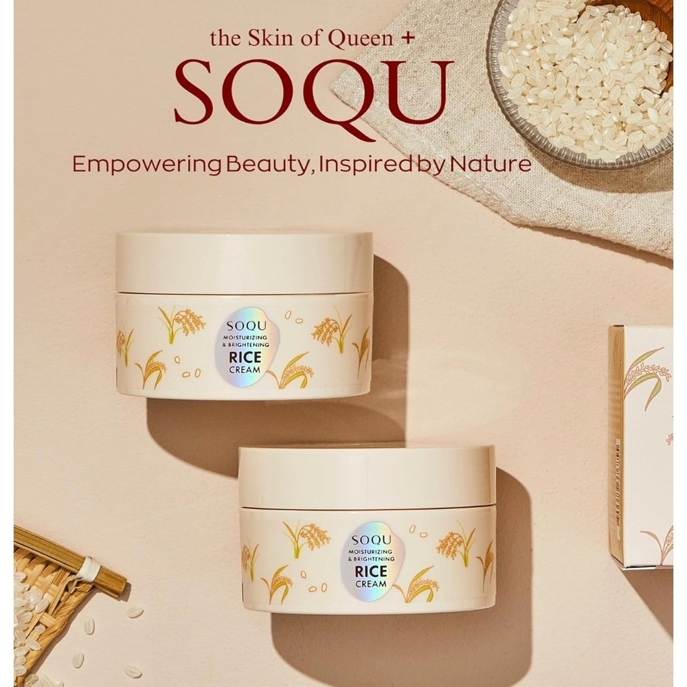 SOQU Moisturizing & Gentle Rice Cream – Niacinamide, Hyaluronic Acid, Korean